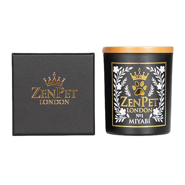 Zen Pet London Miyabi N°1 luxury candle 200g – soy & coconut wax in black matte jar, pet-friendly fragrance
