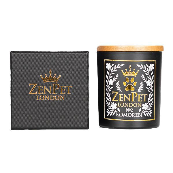 Zen Pet London Komorebi N°2 luxury candle 200g – soy & coconut wax in black matte jar, pet-friendly fragrance