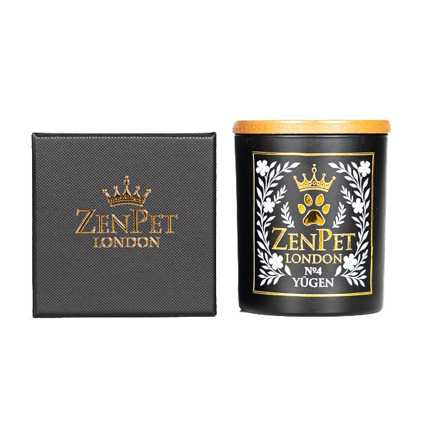 Zen Pet London Yūgen N°4 luxury candle 200g – soy & coconut wax in black matte jar, pet-friendly fragrance