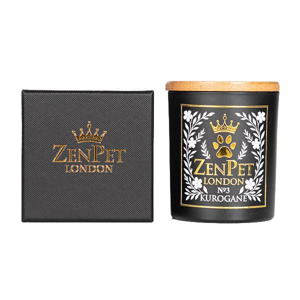 Zen Pet London Kurogane N°3 luxury candle 200g – soy & coconut wax in black matte jar, pet-friendly fragrance